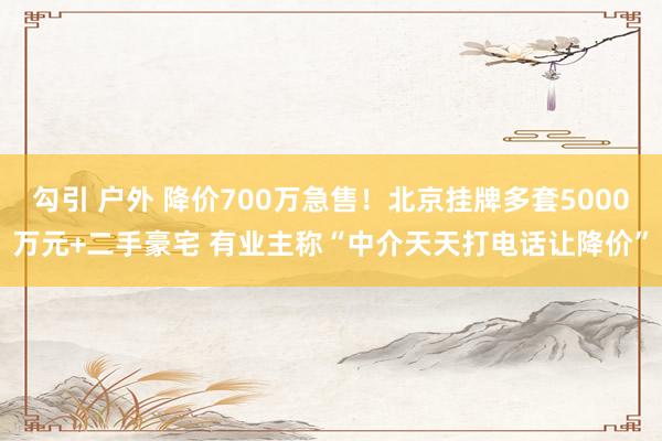 勾引 户外 降价700万急售！北京挂牌多套5000万元+二手豪宅 有业主称“中介天天打电话让降价”