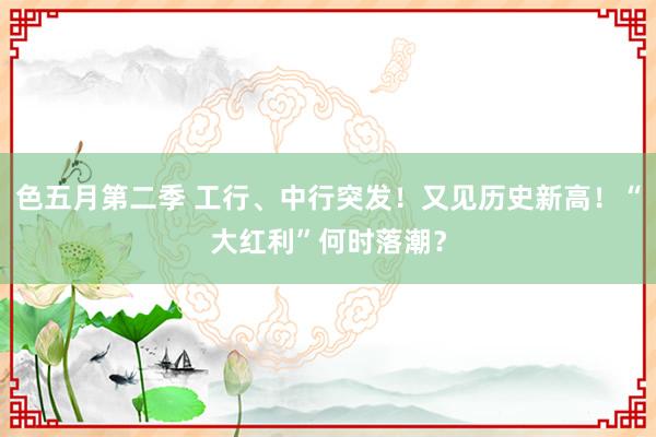 色五月第二季 工行、中行突发！又见历史新高！“大红利”何时落潮？