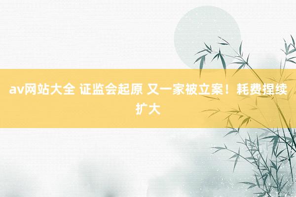 av网站大全 证监会起原 又一家被立案！耗费捏续扩大