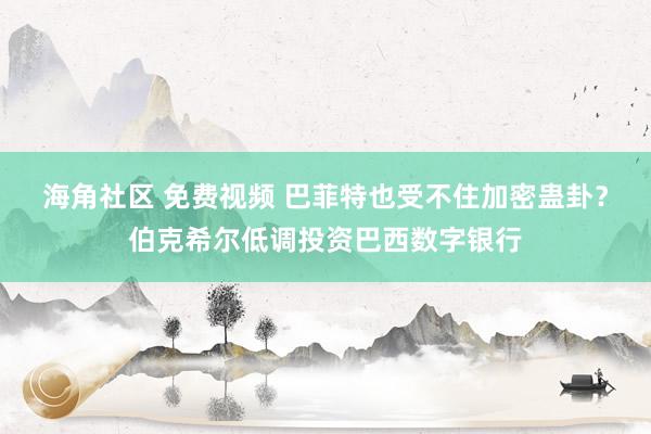海角社区 免费视频 巴菲特也受不住加密蛊卦？伯克希尔低调投资巴西数字银行